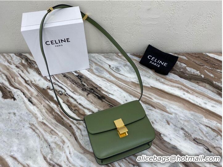 Good Product Celine Classic Box Teen Flap Bag Original Calfskin Leather 3379 Green