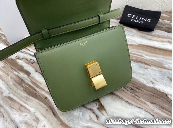 Good Product Celine Classic Box Teen Flap Bag Original Calfskin Leather 3379 Green