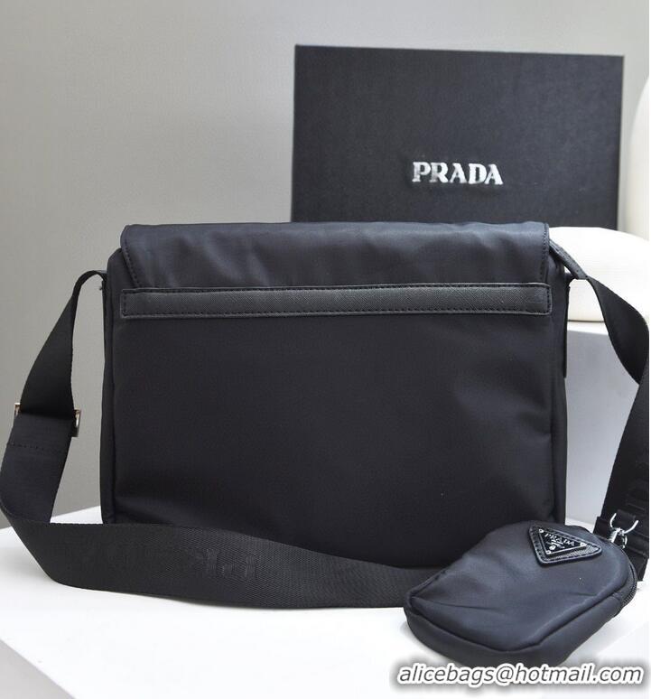 Well Crafted Prada Nylon Flap Messenger shoulder Bag PN1259 Black