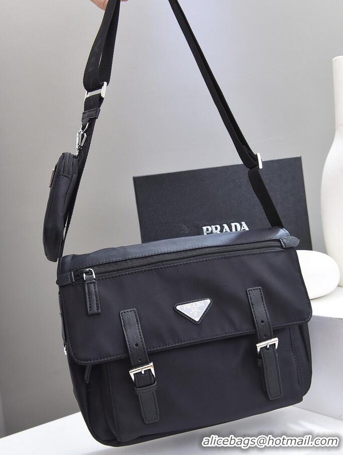 Well Crafted Prada Nylon Flap Messenger shoulder Bag PN1259 Black