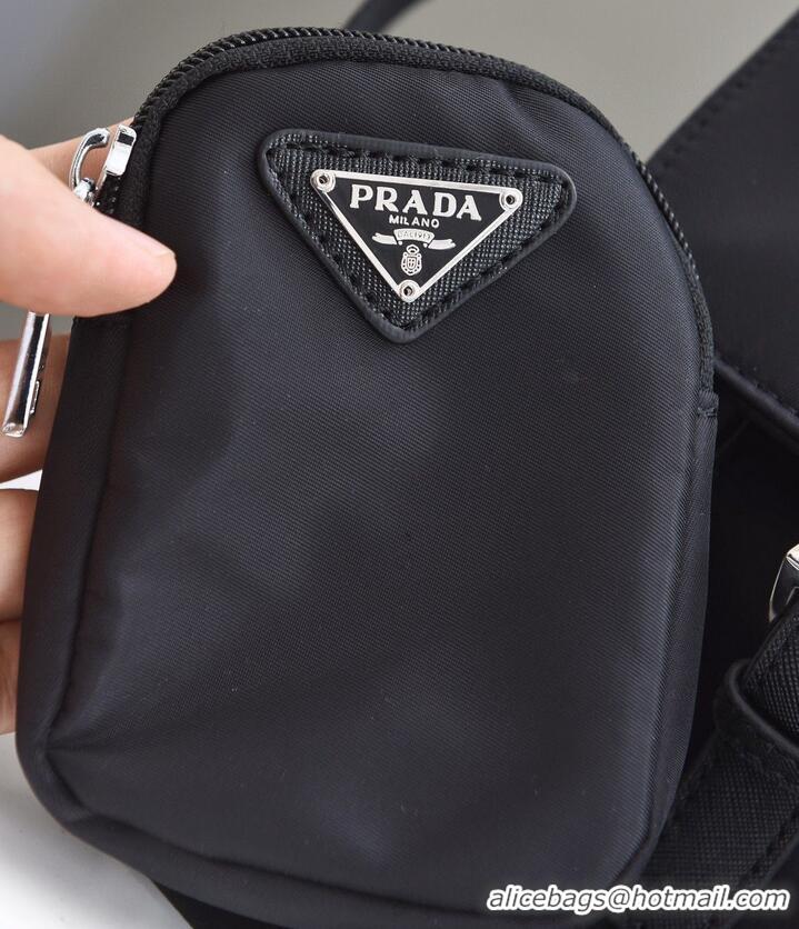 Well Crafted Prada Nylon Flap Messenger shoulder Bag PN1259 Black