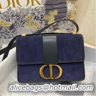 Best Product Dior 30 MONTAIGNE BAG Frosted Calfskin C9268 Dark blue