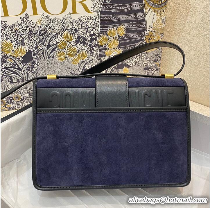 Best Product Dior 30 MONTAIGNE BAG Frosted Calfskin C9268 Dark blue