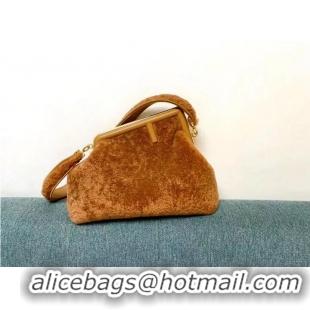 Promotional Grade FENDI FIRST MEDIUM sheepskin bag 8BP127AH Caramel