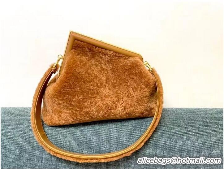 Promotional Grade FENDI FIRST MEDIUM sheepskin bag 8BP127AH Caramel