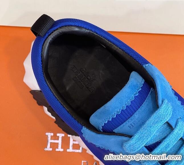 Best Price Hermes Bouncing Calfskin & Canvas Sneakers 1025060 Blue