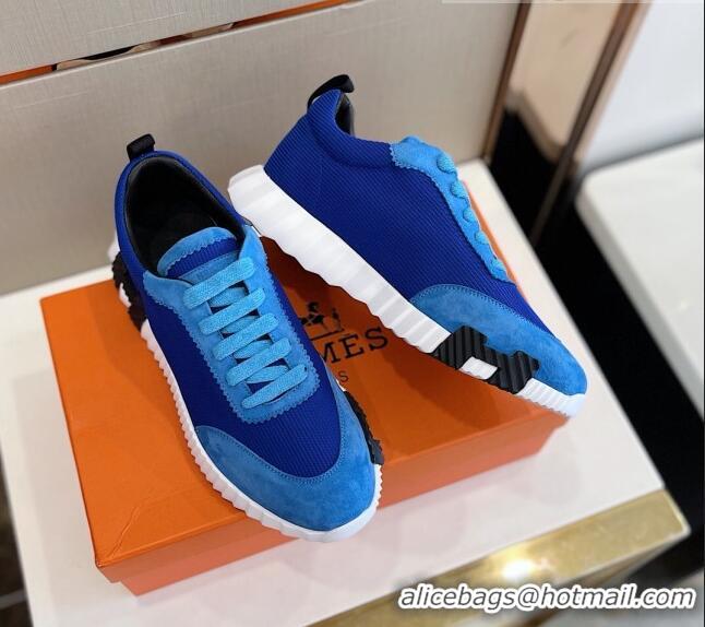 Best Price Hermes Bouncing Calfskin & Canvas Sneakers 1025060 Blue