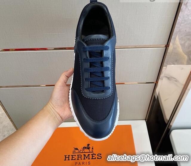 Top Quality Hermes Bouncing Calfskin & Canvas Sneakers 1025060 Black