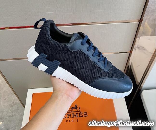 Top Quality Hermes Bouncing Calfskin & Canvas Sneakers 1025060 Black