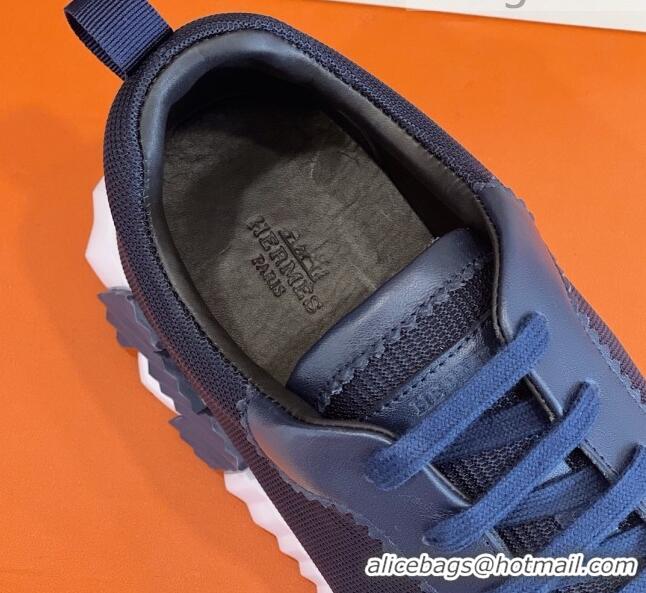 Top Quality Hermes Bouncing Calfskin & Canvas Sneakers 1025060 Black