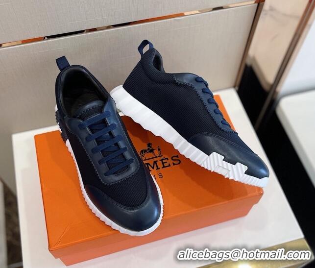 Top Quality Hermes Bouncing Calfskin & Canvas Sneakers 1025060 Black