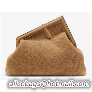 Luxurious FENDI FIRST MEDIUM sheepskin bag 8BP127AH Beige