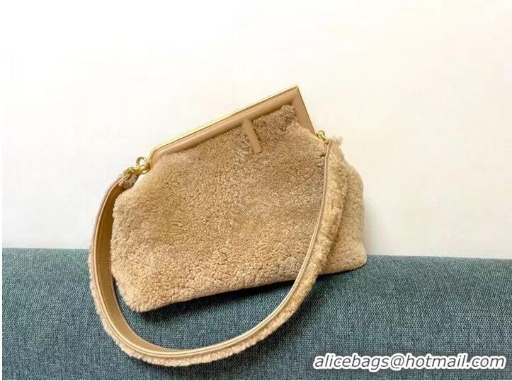 Luxurious FENDI FIRST MEDIUM sheepskin bag 8BP127AH Beige