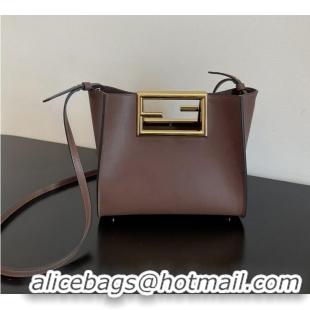 Inexpensive FENDI WAY small leather bag 5FB6846 Dark brown