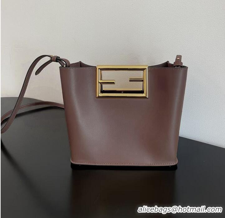 Inexpensive FENDI WAY small leather bag 5FB6846 Dark brown