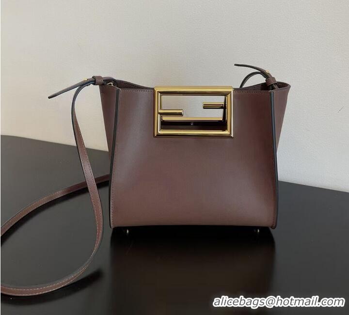 Inexpensive FENDI WAY small leather bag 5FB6846 Dark brown