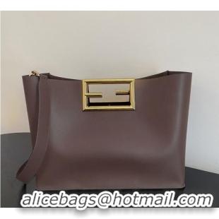 Market Sells FENDI WAY MEDIUM leather bag 8BH391AAI Dark brown