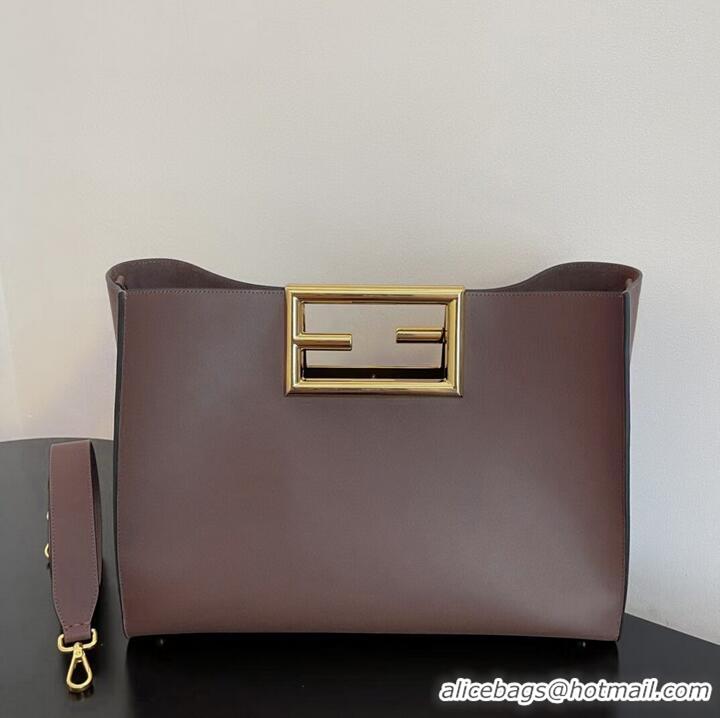 Market Sells FENDI WAY MEDIUM leather bag 8BH391AAI Dark brown