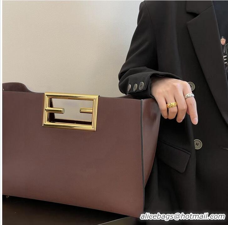 Market Sells FENDI WAY MEDIUM leather bag 8BH391AAI Dark brown