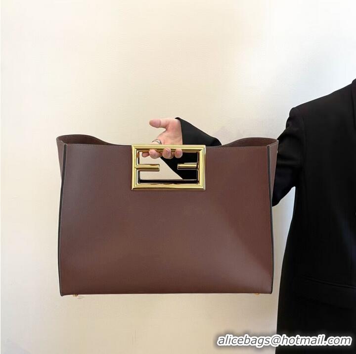 Market Sells FENDI WAY MEDIUM leather bag 8BH391AAI Dark brown