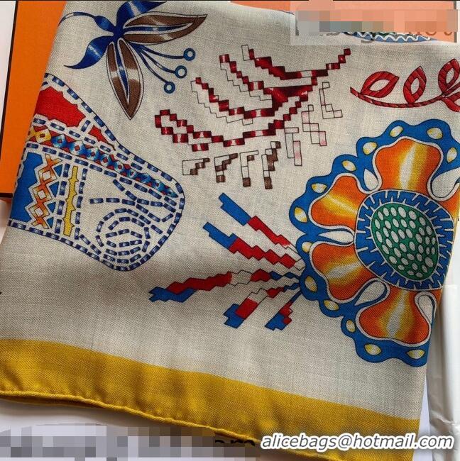 Promotional Hermes Cashmere Silk Scarf 140x140cm 21100722 Yellow 2021