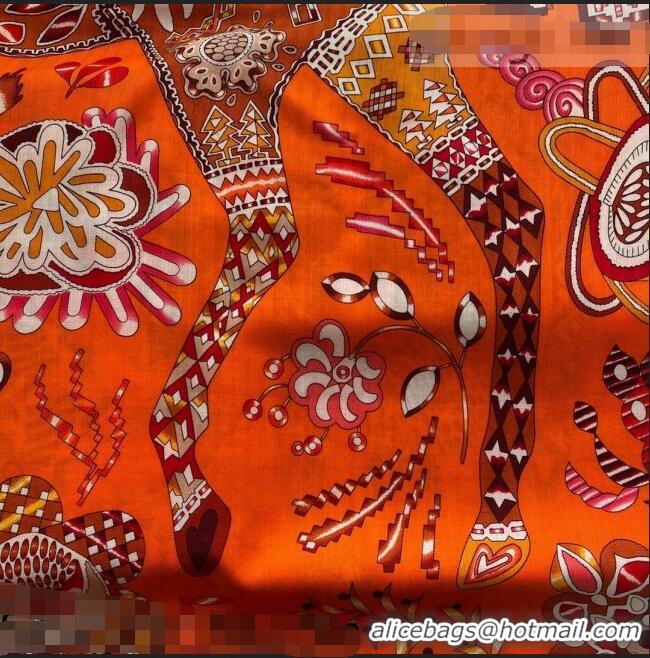 Spot Bulk Hermes Cashmere Silk Scarf 140x140cm 21100723 Orange 2021