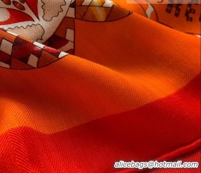 Spot Bulk Hermes Cashmere Silk Scarf 140x140cm 21100723 Orange 2021