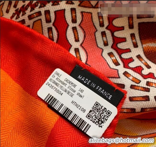 Spot Bulk Hermes Cashmere Silk Scarf 140x140cm 21100723 Orange 2021