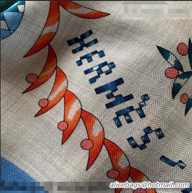 Famous Brand Hermes Cashmere Silk Scarf 140x140cm 21100724 Blue 2021