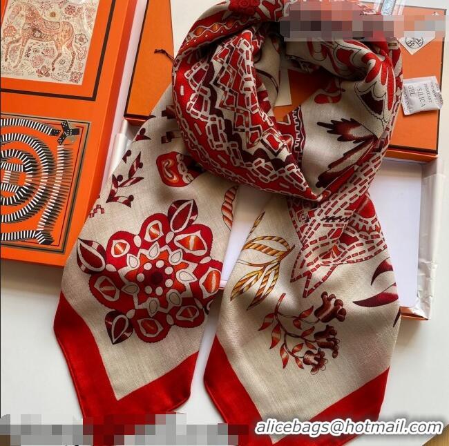 Top Quality Hermes Cashmere Silk Scarf 140x140cm 21100725 Beige 2021