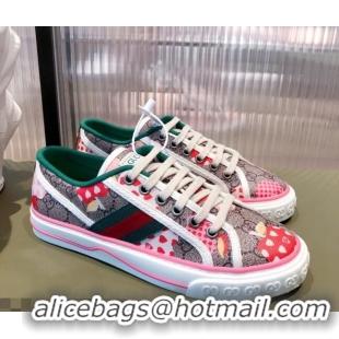 Custom Gucci Women's Tennis 1977 Heart Apple GG Sneakers Pink 081412