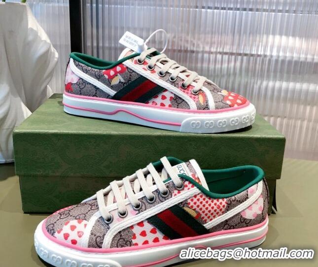 Custom Gucci Women's Tennis 1977 Heart Apple GG Sneakers Pink 081412