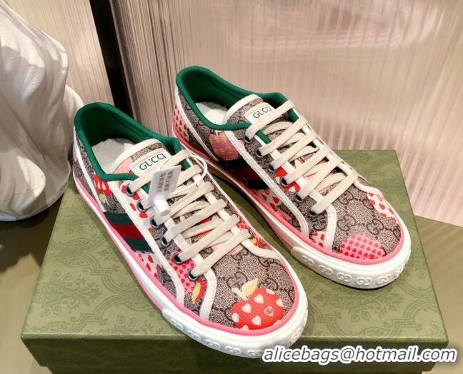 Custom Gucci Women's Tennis 1977 Heart Apple GG Sneakers Pink 081412