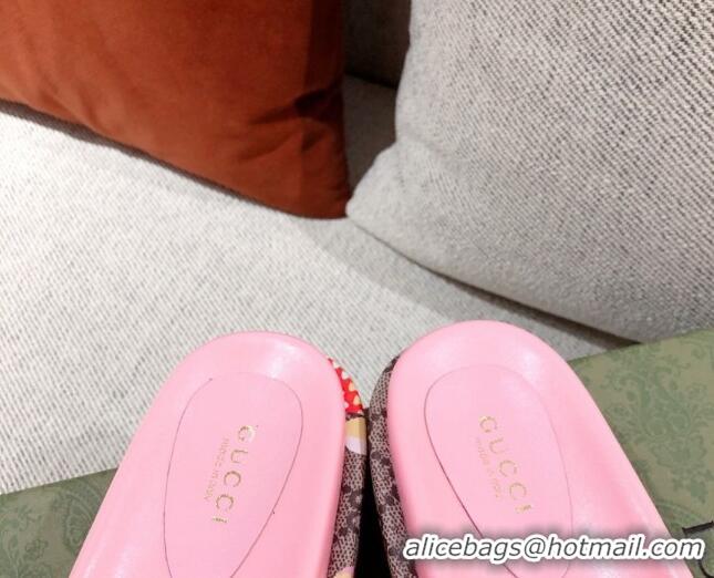 Perfect Gucci Heart Apple GG Platform Slide Sandals 081453 Pink