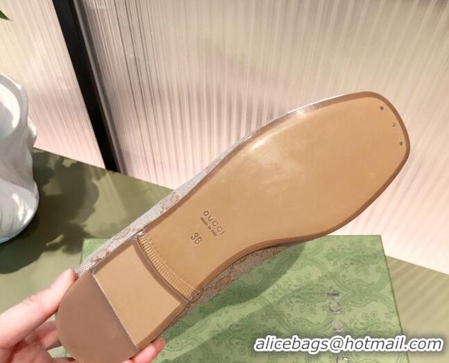 Good Product Gucci GG Canvas Ballet Flat with Interlocking G 081638 Beige