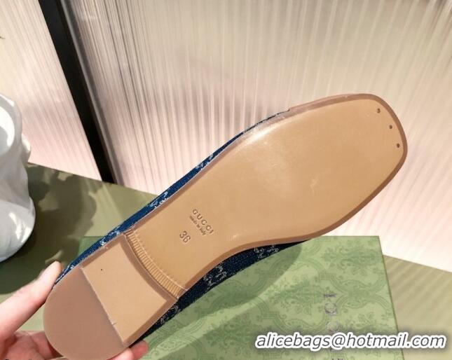 Super Quality Gucci GG Canvas Ballet Flat with Interlocking G 081638 Blue