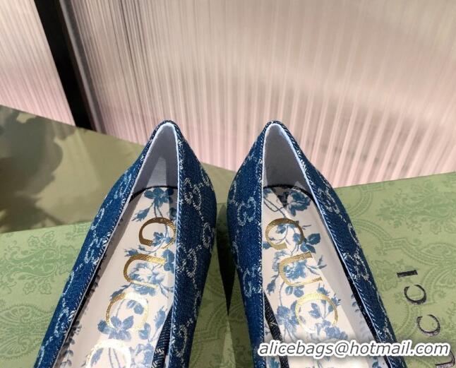 Super Quality Gucci GG Canvas Ballet Flat with Interlocking G 081638 Blue