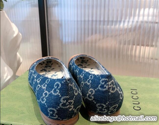 Super Quality Gucci GG Canvas Ballet Flat with Interlocking G 081638 Blue