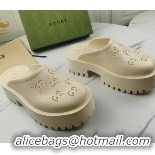 Best Design Gucci Perforated GG Rubber Mules 5cm 082046 White