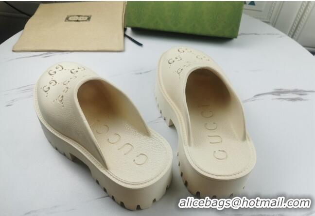 Best Design Gucci Perforated GG Rubber Mules 5cm 082046 White