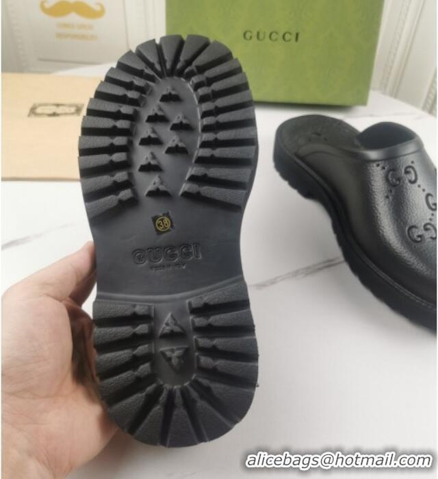 Top Quality Gucci Perforated GG Rubber Mules 2cm 082048 Black