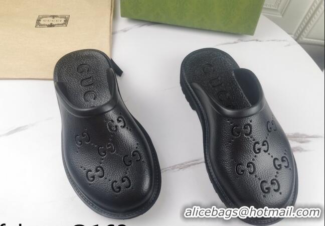 Top Quality Gucci Perforated GG Rubber Mules 2cm 082048 Black