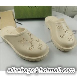 Affordable Price Gucci Perforated GG Rubber Mules 2cm 082048 White