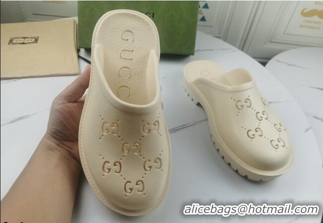 Affordable Price Gucci Perforated GG Rubber Mules 2cm 082048 White