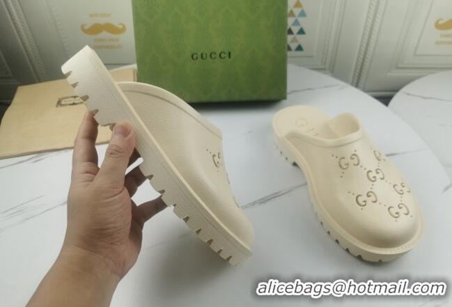 Affordable Price Gucci Perforated GG Rubber Mules 2cm 082048 White