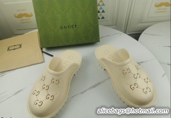 Affordable Price Gucci Perforated GG Rubber Mules 2cm 082048 White