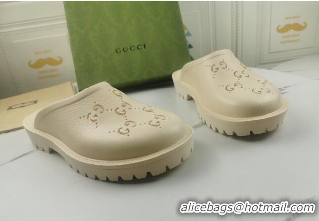 Affordable Price Gucci Perforated GG Rubber Mules 2cm 082048 White