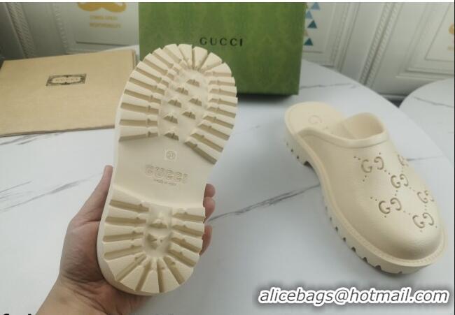 Affordable Price Gucci Perforated GG Rubber Mules 2cm 082048 White