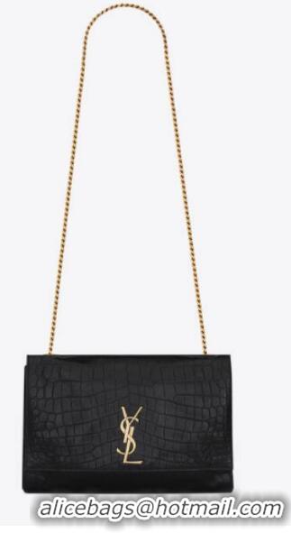 Popular Style Yves Saint Laurent KATE MEDIUM REVERSIBLE IN SUEDE AND CROCODILE-EMBOSSED LEATHER 55380424