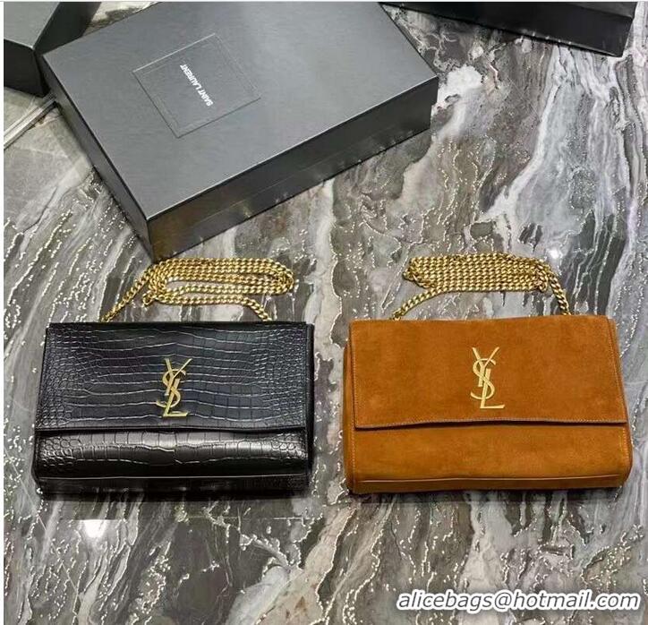 Popular Style Yves Saint Laurent KATE MEDIUM REVERSIBLE IN SUEDE AND CROCODILE-EMBOSSED LEATHER 55380424